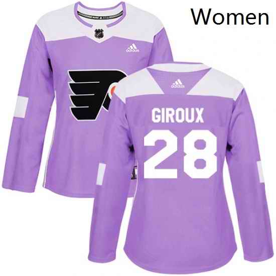 Womens Adidas Philadelphia Flyers 28 Claude Giroux Authentic Purple Fights Cancer Practice NHL Jersey